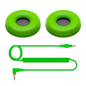 Pioneer DJ HC-CP08-G Coiled Cable & Ear Pads HDJ-CUE1 – Green