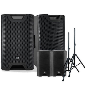 LD Systems ICOA 12 Inch Powered Speaker Pair with Covers and Stands