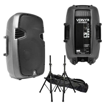 Vonyx SPJ-1500A Pair SS-Kit – (2x) 15″ Inch 800W Active Speakers with SS-Kit