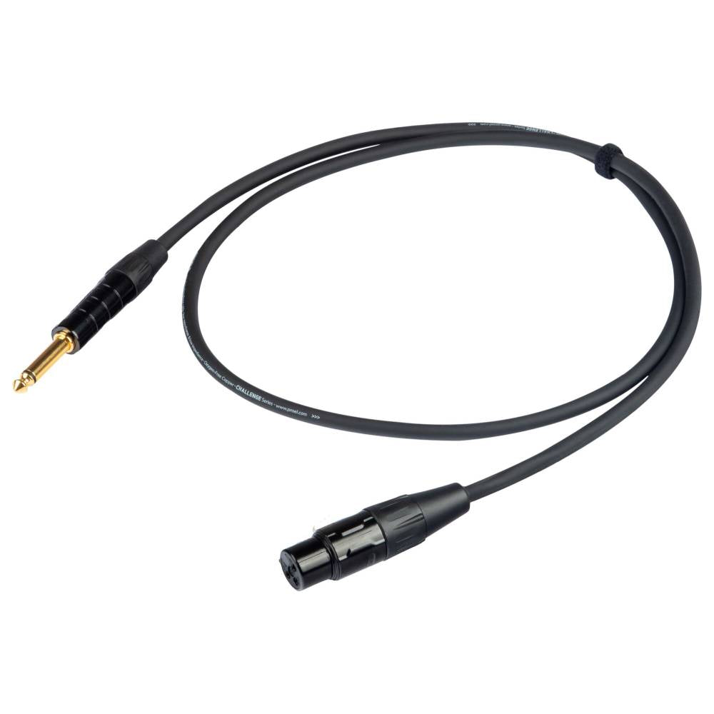Proel Challenger 10m Unbalanced Cable 6.3mm Jack - Female XLR - Black