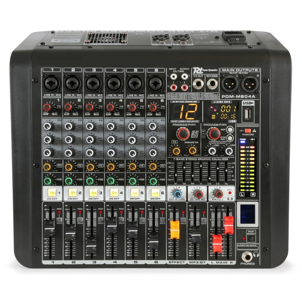 Power Dynamics PDM-M604A 6 Channel Powered Mixer BT