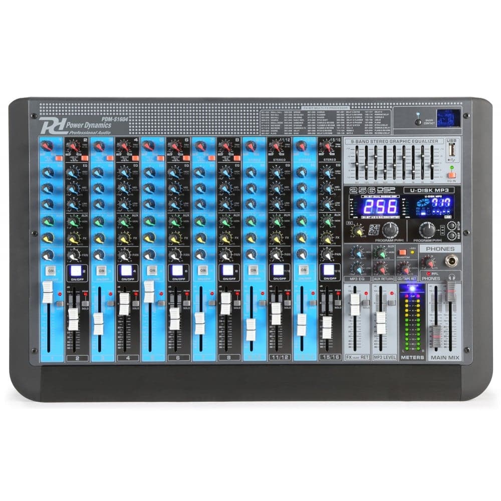 Power Dynamics PDM-S1604 PA Mixer 16 Channel FX and BT MP3 Player