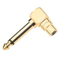 757025 Adaptor Gold Right Angled Jack 6.5mm Mono (M) to RCA Mono (F)