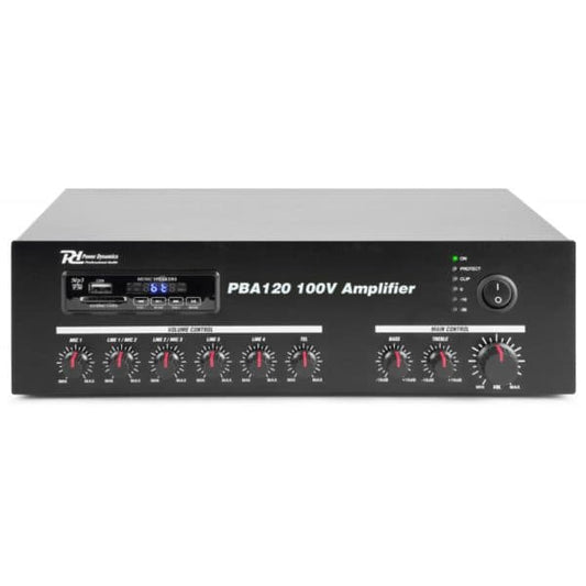 Power Dynamics PBA120 100V Amplifier 120W USB MP3 BT