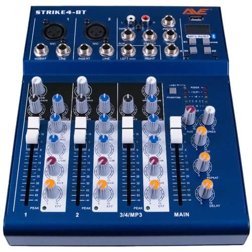 AVE Strike 4 Bluetooth PA Mixer with Delay – 4 Channel