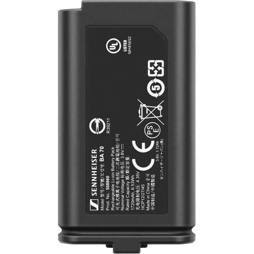Sennheiser BA 70 Rechargeable Battery Pack for Evolution Wireless Digital Bodypack Transmitter