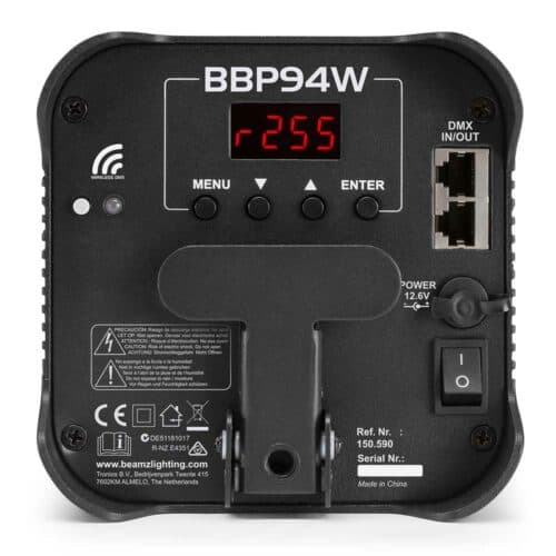 Beamz BBP94W – Battery Uplight Par 4x12W Wireless DMX IRC