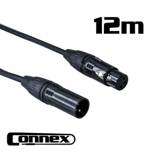 AVE DMX3P-12 3 Pin 110ohm Black DMX Lighting Cable 12m