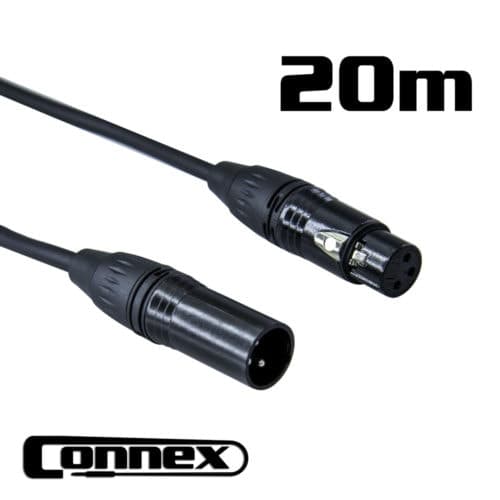 AVE DMX3P-20 3 Pin 110ohm Black DMX Lighting Cable 20m