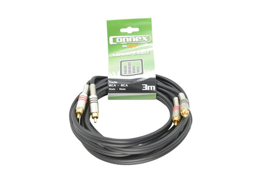 Connex RCRC-3T Pro RCA Cable Male to Male Twin 3m