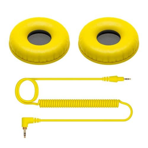 Pioneer DJ HC-CP08-Y Coiled Cable & Ear Pads HDJ-CUE1 – Yellow