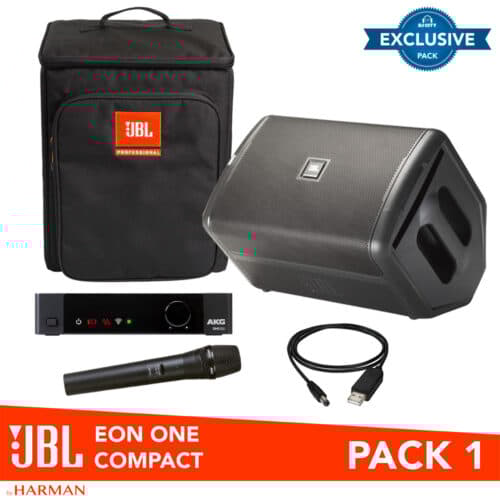 JBL Eon One Compact Pack 1 (with AKG DMS-100 Wireless Vocal Mic and Backpack)