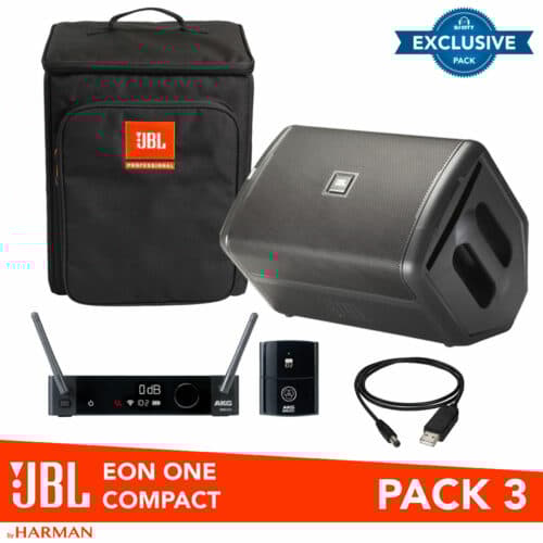 JBL Eon One Compact Pack 3 (with AKG DMS-300 Wireless Vocal Mic and Backpack)