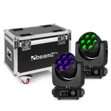 Beamz MHL740 Moving Heads Zoom 7x40W with Flightcase