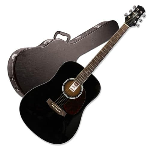 Ashton D20 Pack – Ply Top Acoustic Guitar with Hard Case – Black