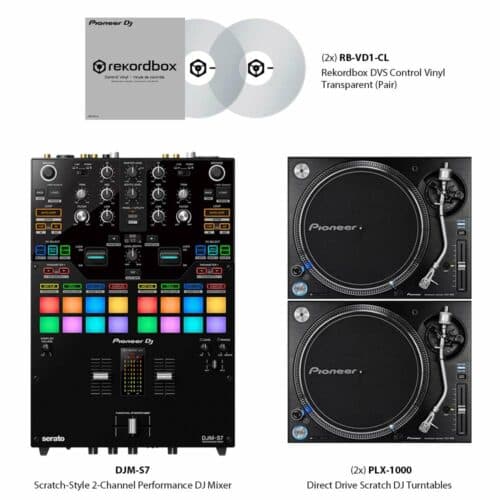 Pioneer DJ TURNTABLI7M PACK with DJM-S7, 2x PDJ-PLX-1000, 2x PDJ-RB-VD1-CL