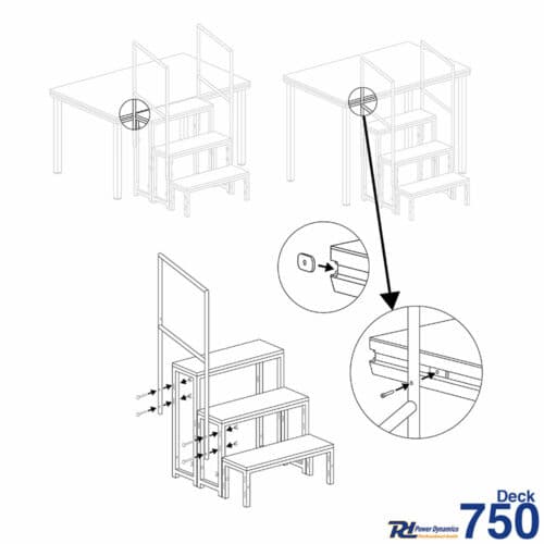 Power Dynamics 750MH – Stage Modular Stairs Handrail for (Deck750)