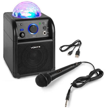 Vonyx SBS50B Bluetooth Party Karaoke Speaker Black with Mic