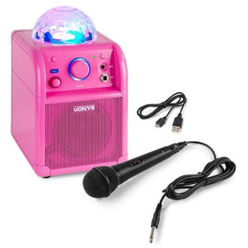 Vonyx SBS50P Bluetooth Party Karaoke Speaker Pink