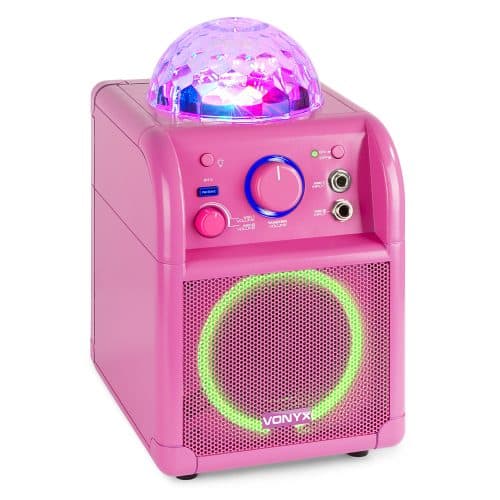 Vonyx SBS55P Bluetooth Karaoke LED Party Speaker – Pink