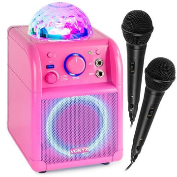 Vonyx SBS55P Bluetooth Karaoke LED Party Speaker – Pink