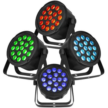 Beamz SlimPar45 4-Pack Wash Light – 18x 3W 3-in-1 RGB LEDs