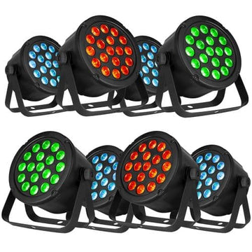 Beamz SlimPar45 8-Pack Wash Light – 18x 3W 3-in-1 RGB LEDs