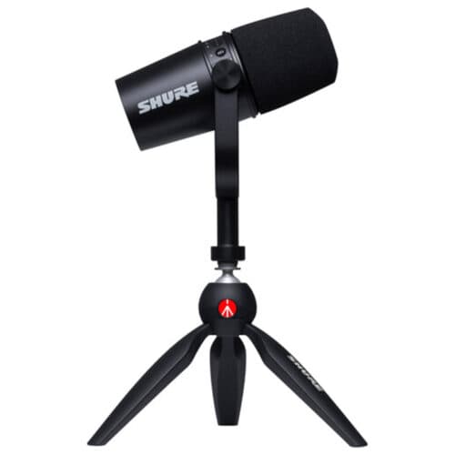 Shure MV7 Podcast Kit Bundle Black with Manfrotto PIXI Mini Tripod