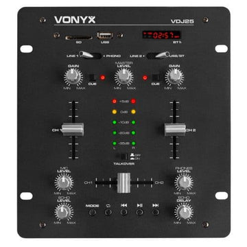 Vonyx VDJ25 2 Channel Mixer with Amplifier &amp; Bluetooth