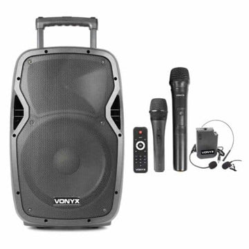 Vonyx AP1200BP – 12″ Inch Battery Portable Speaker with Wireless Microphones 600W