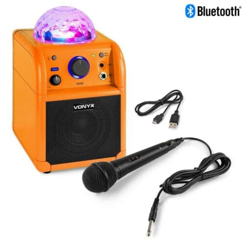Vonyx SBS50L Bluetooth Party Karaoke Speaker LED BALL Orange
