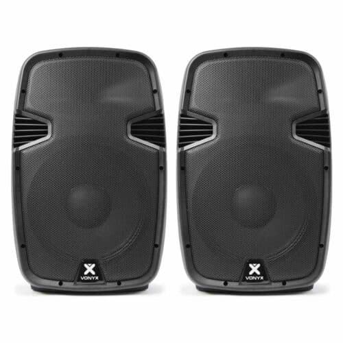 Vonyx SPJ-1200A Pair – (2x) 12″ Inch 600W Hi-End Active PA Speakers