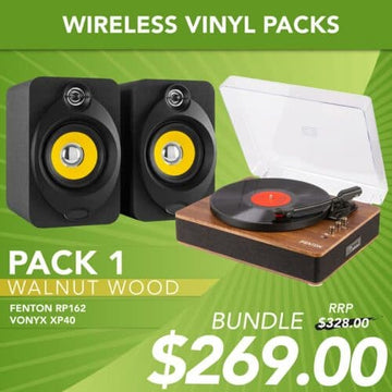 Wireless Vinyl Pack 1 – Fenton RP162 + Vonyx XP40 BT Speakers