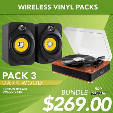 Wireless Vinyl Pack 3 – Fenton RP162D + Vonyx XP40 BT Speakers