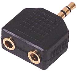 759552 Adaptor Gold Plated Jack 3.5mm Male to 2 x Female