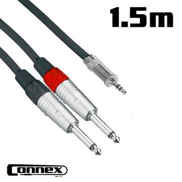 Connex JMJS-1T Twin Jack Aux Cable 1.5m