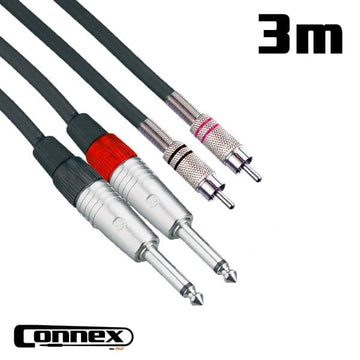 Connex JMRC-3T Pro RCA to Jack Cable Male to Male Twin 3m