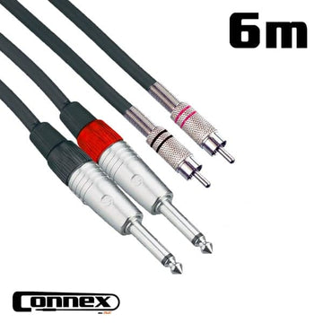 Connex JMRC-6T Pro RCA to Jack Cable Male to Male Twin 6 metre