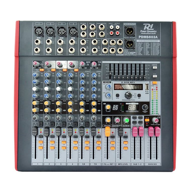 Power Dynamics PDM-S803A Powered PA Mixer with FX 8 Channel 800W