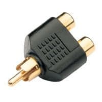 760284 Adaptor RCA Phono (M) to 2 X RCA Phono (F) Gold