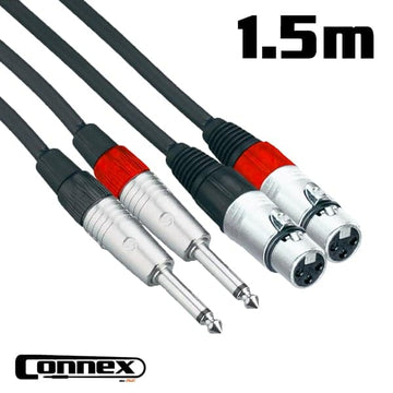 Connex XFJM-1T Pro XLR Female to Jack Male Twin 1.5m