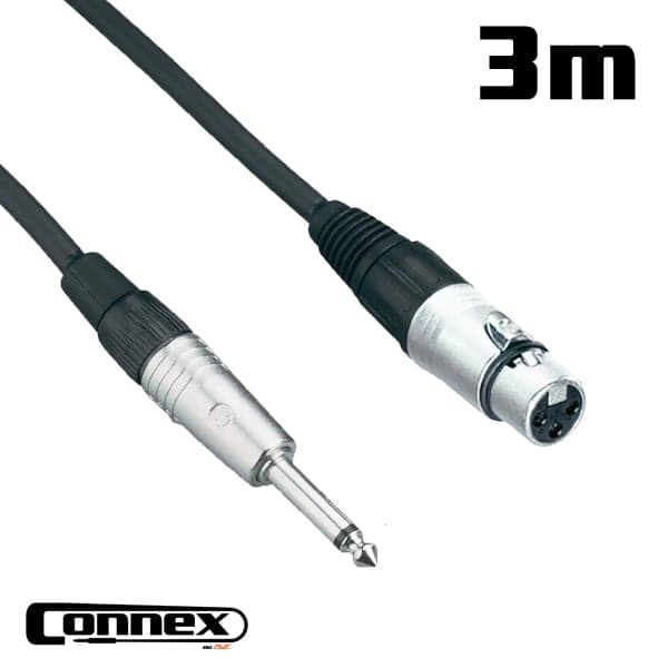 Connex XFJM-3 Pro XLR Female to Jack Male Cable 3m