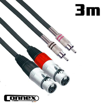 Connex XFRC-3T Pro XLR Female to RCA Male Twin 3m