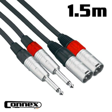 Connex XMJM-1T Pro XLR Male to Jack Male Twin 1.5m