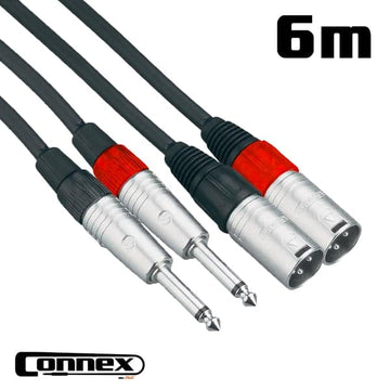 Connex XMJM-6T Pro XLR Male to Jack Male Twin 6m