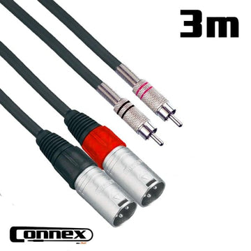 Connex XMRC-3T Pro XLR Male to RCA Male Twin 3m