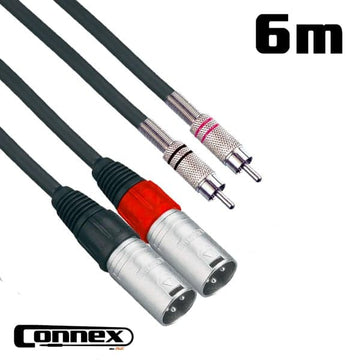 Connex XMRC-6T Pro XLR Male to RCA Male Twin 6m