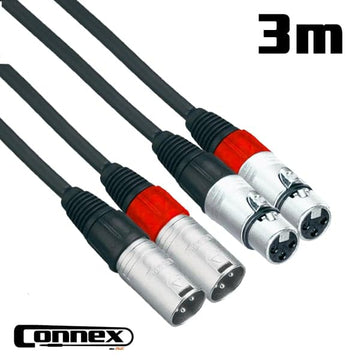 Connex XMXF-3T Pro XLR Cable Male to Female Twin 3m